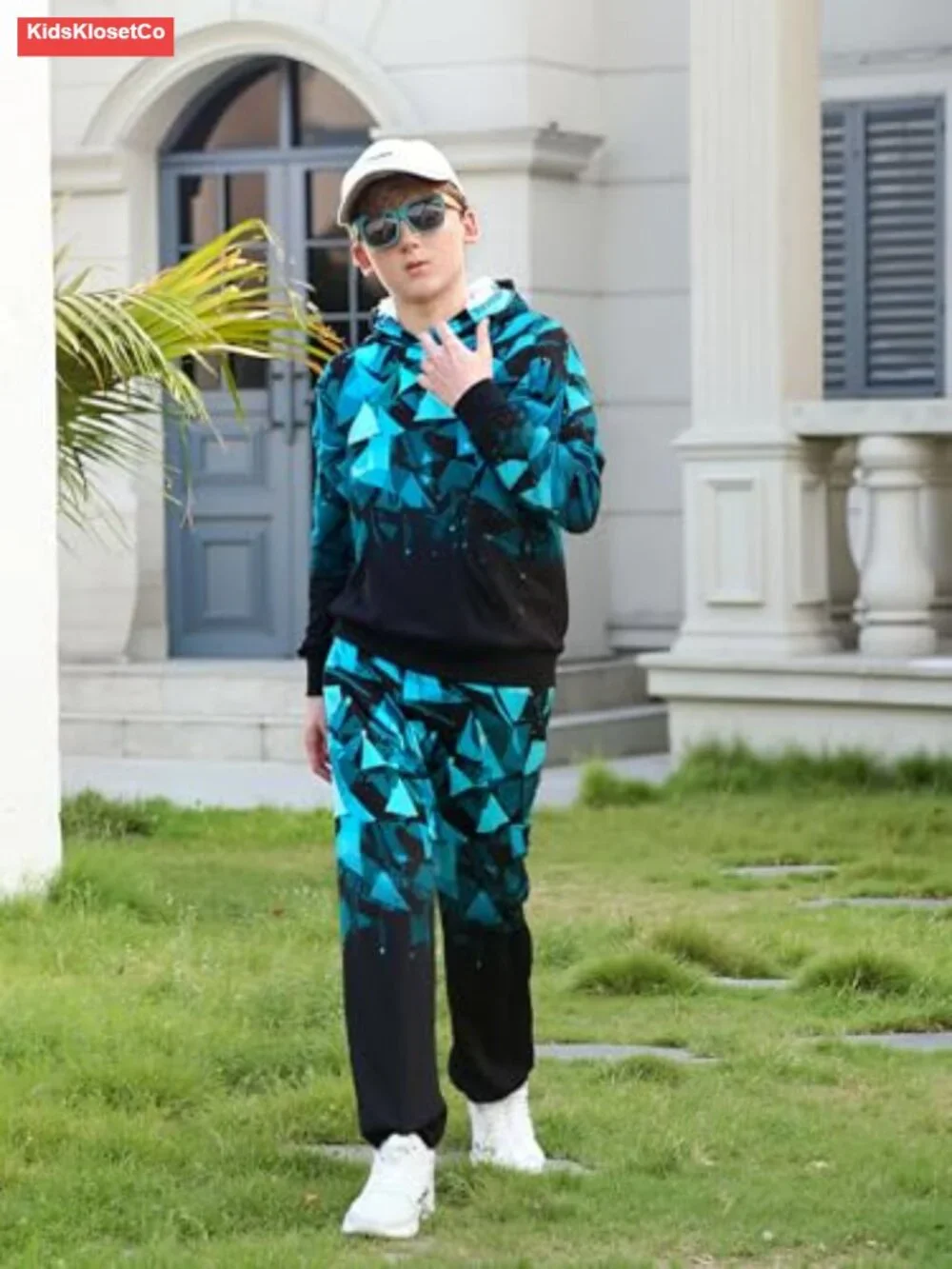 Boys 3D Print Hoodie & Jogger Set 2 Piece Tracksuit Loose Fit Breathable Stretch